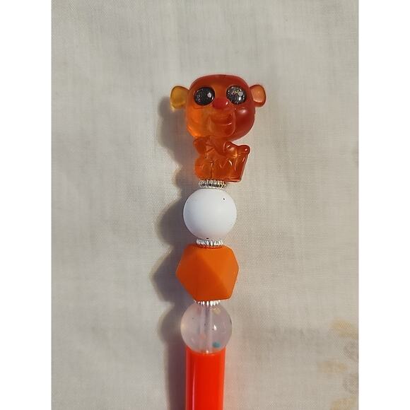 Bead Pen Character Disney Tigger Doorables Series Silicone Beads White & Orange - Picture 3 of 4